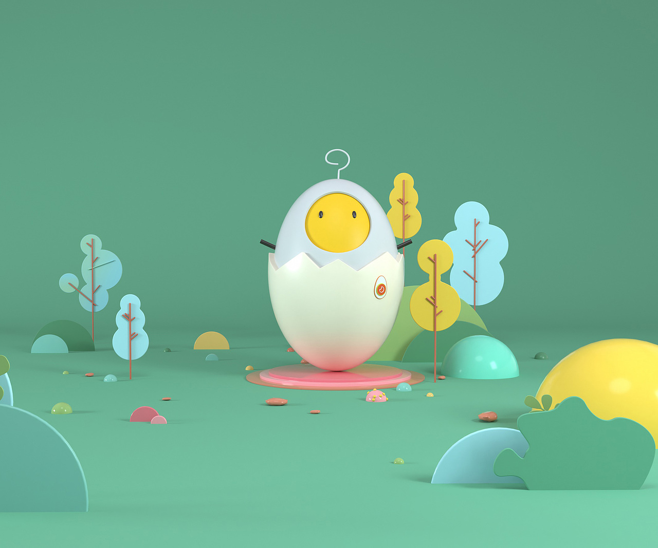 卡通ip蛋蛋场景渲染