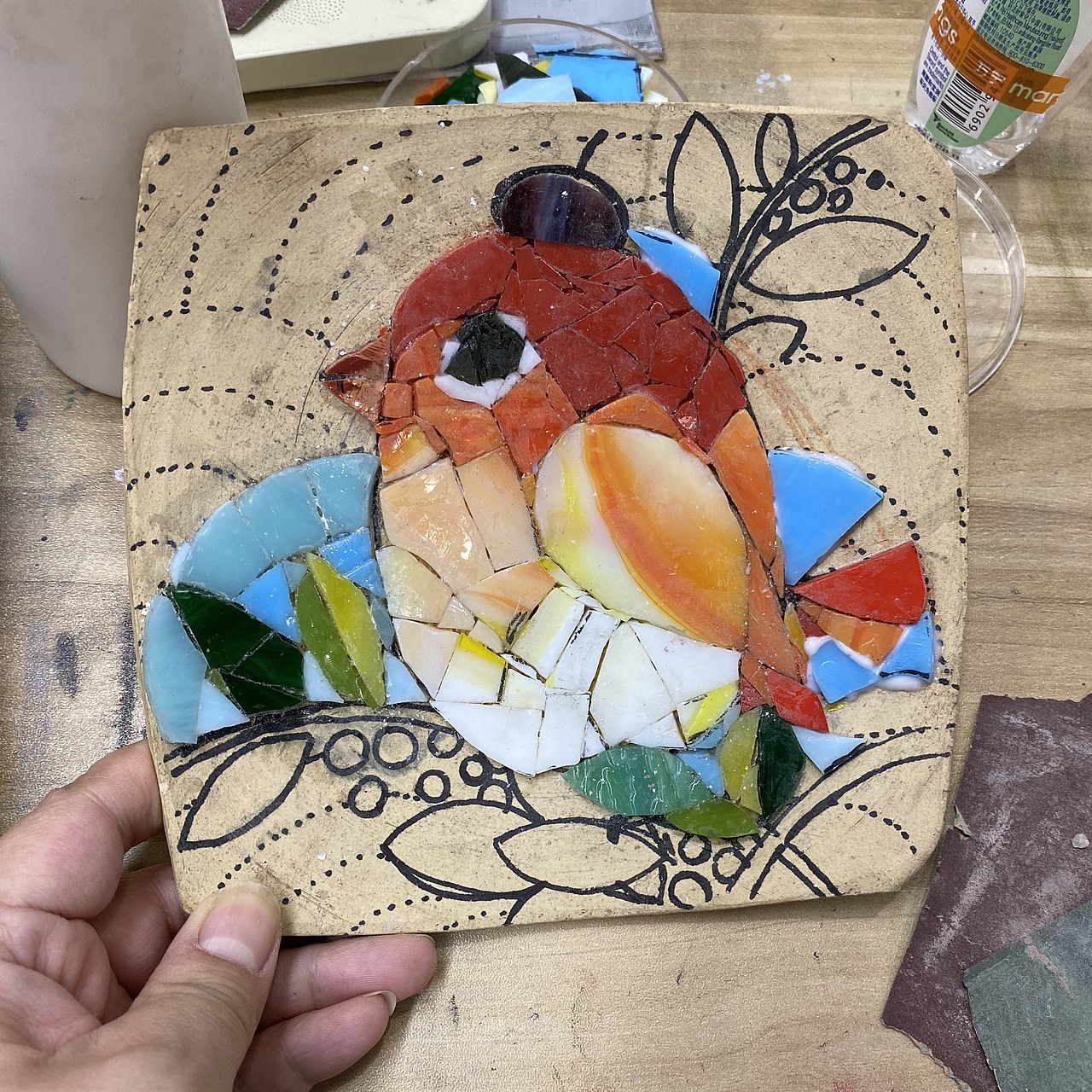 玻璃马赛克：戴帽子的小鸟儿（图ZMjUzMjMwNTMy） - 其他手工艺 - 站酷设计师桂桂猫原创素材 - 站酷ZCOOL