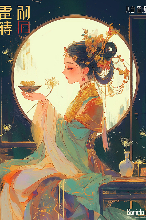 古风扁平矢量插画（图ZMzY1MDkwNTMy） - AI作品 - 站酷设计师芊蝶原创素材 - 站酷ZCOOL