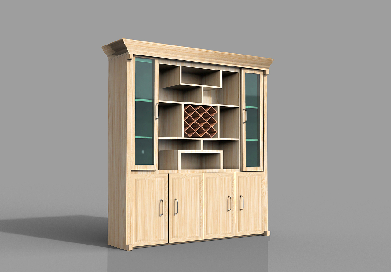 库存个人建模渲染作品—现代酒柜效果图