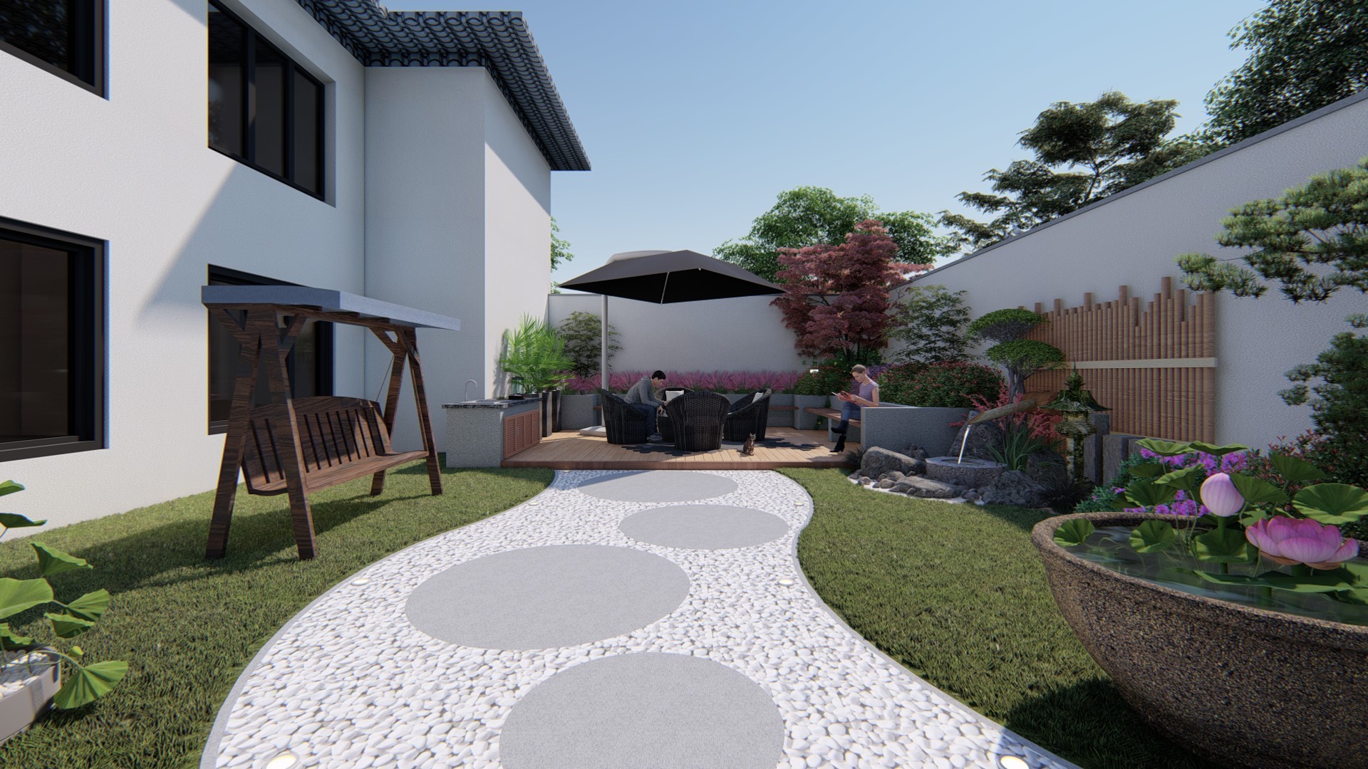 新中式庭院|空间|景观设计|南昌亚当设计 - 原创作品 - 站酷 (ZCOOL)