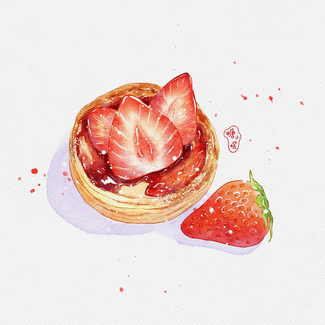 ipad水彩草莓甜品合集