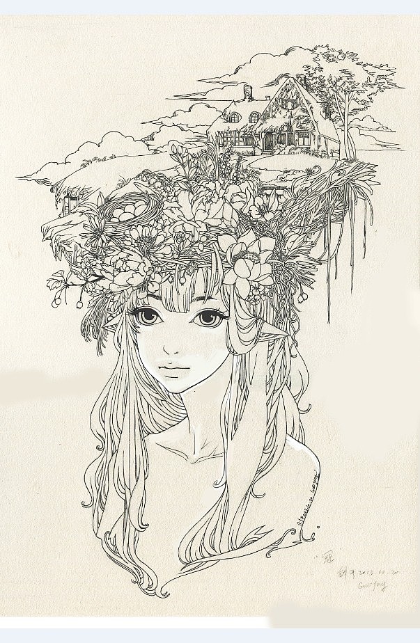 纯手绘插画创作过程