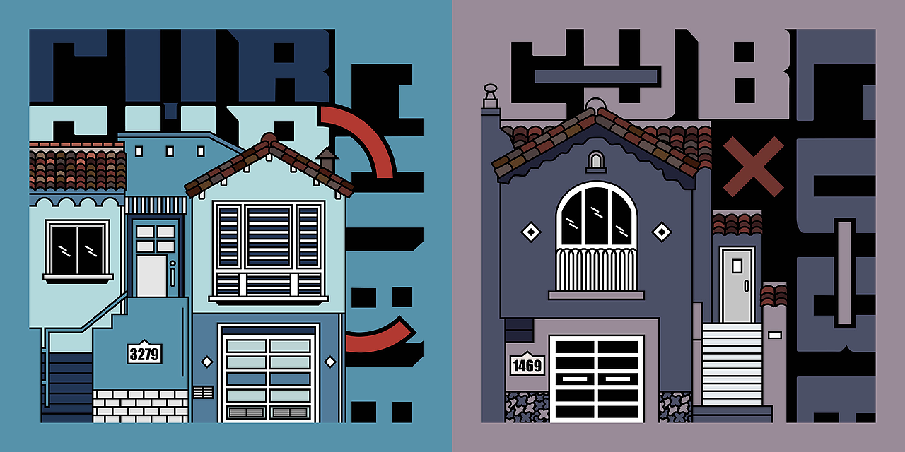 Illustrations of Houses in San Francisco（图ZMjIwNDQ2ODUy） - 艺术插画 - 站酷设计师汪二狗子原创素材 - 站酷ZCOOL