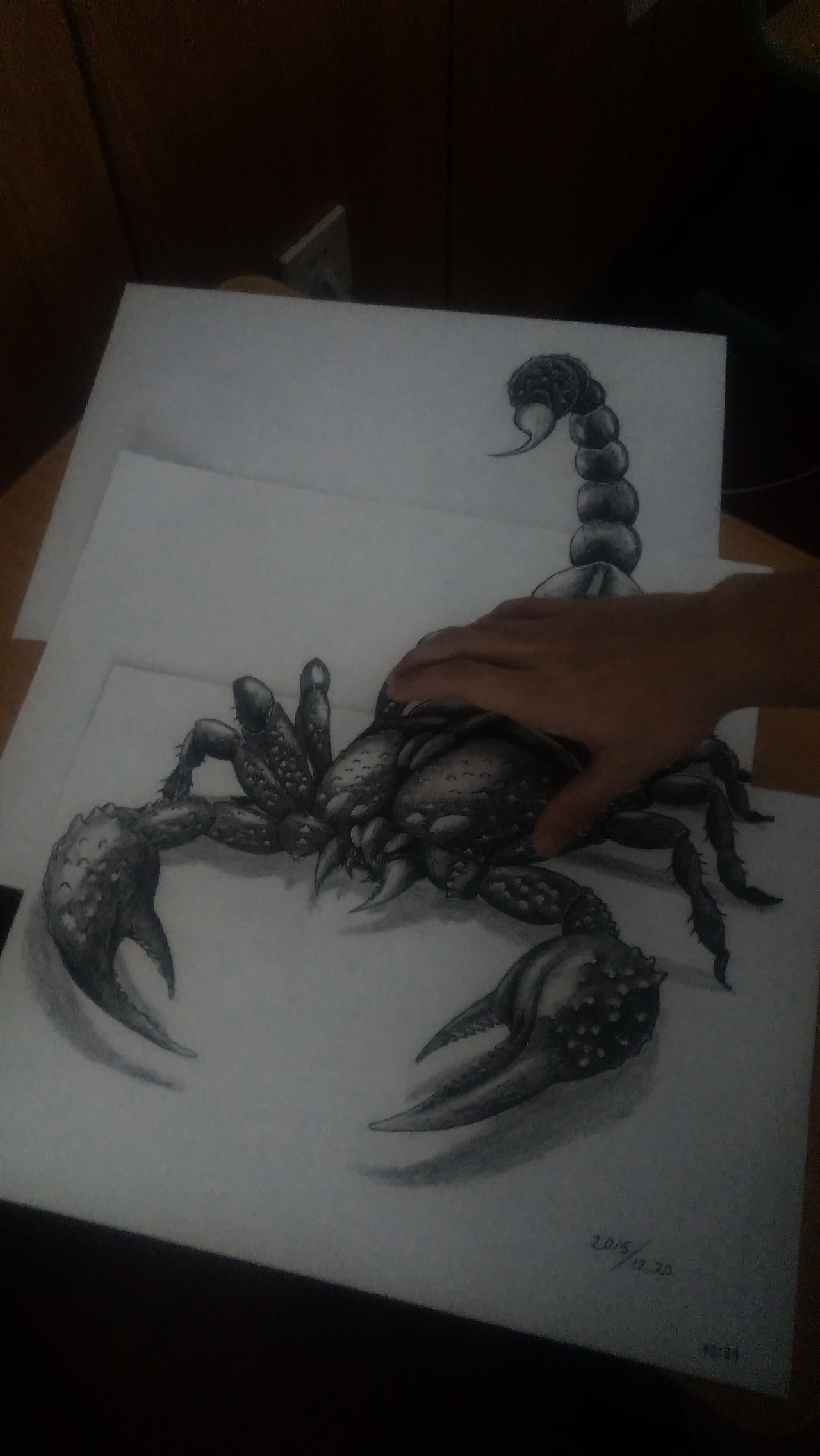 黑白水墨画作品蝎子透明PNG素材