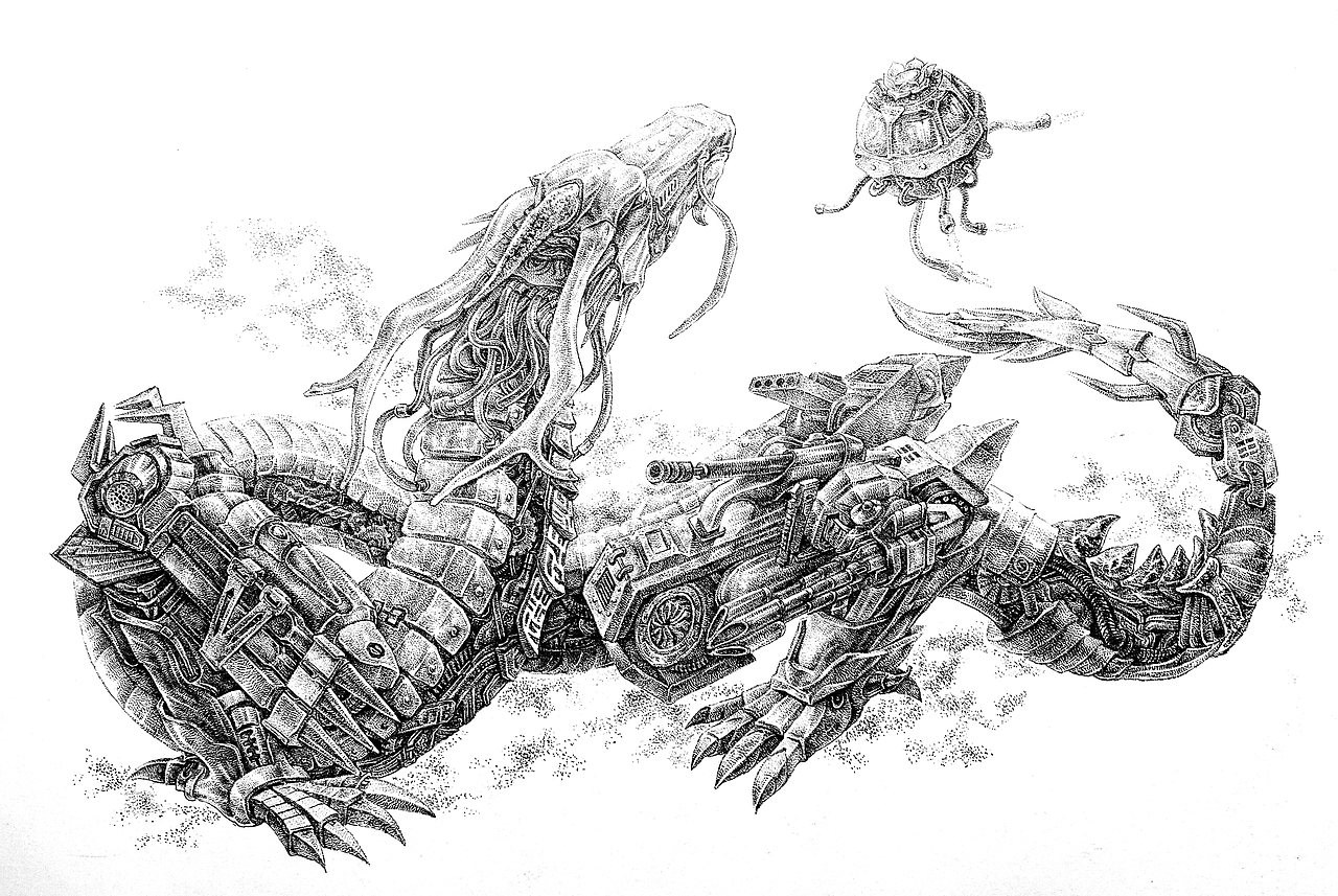 终于集画成果,希望大家喜欢由八卦方位寻找元素,由各种朋克风推画