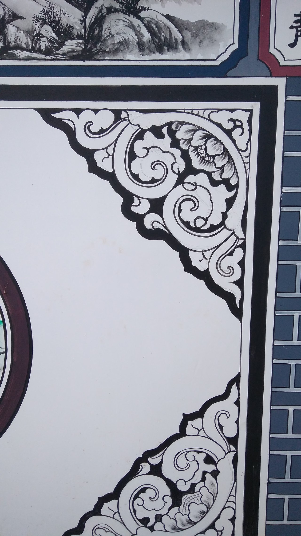 白族民居云南白族文化墙体彩绘壁画墙绘白族民居彩绘