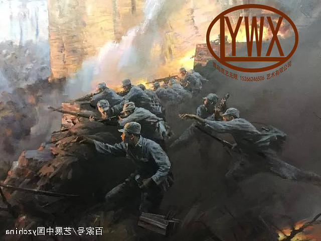 战争壁画场景油画创作