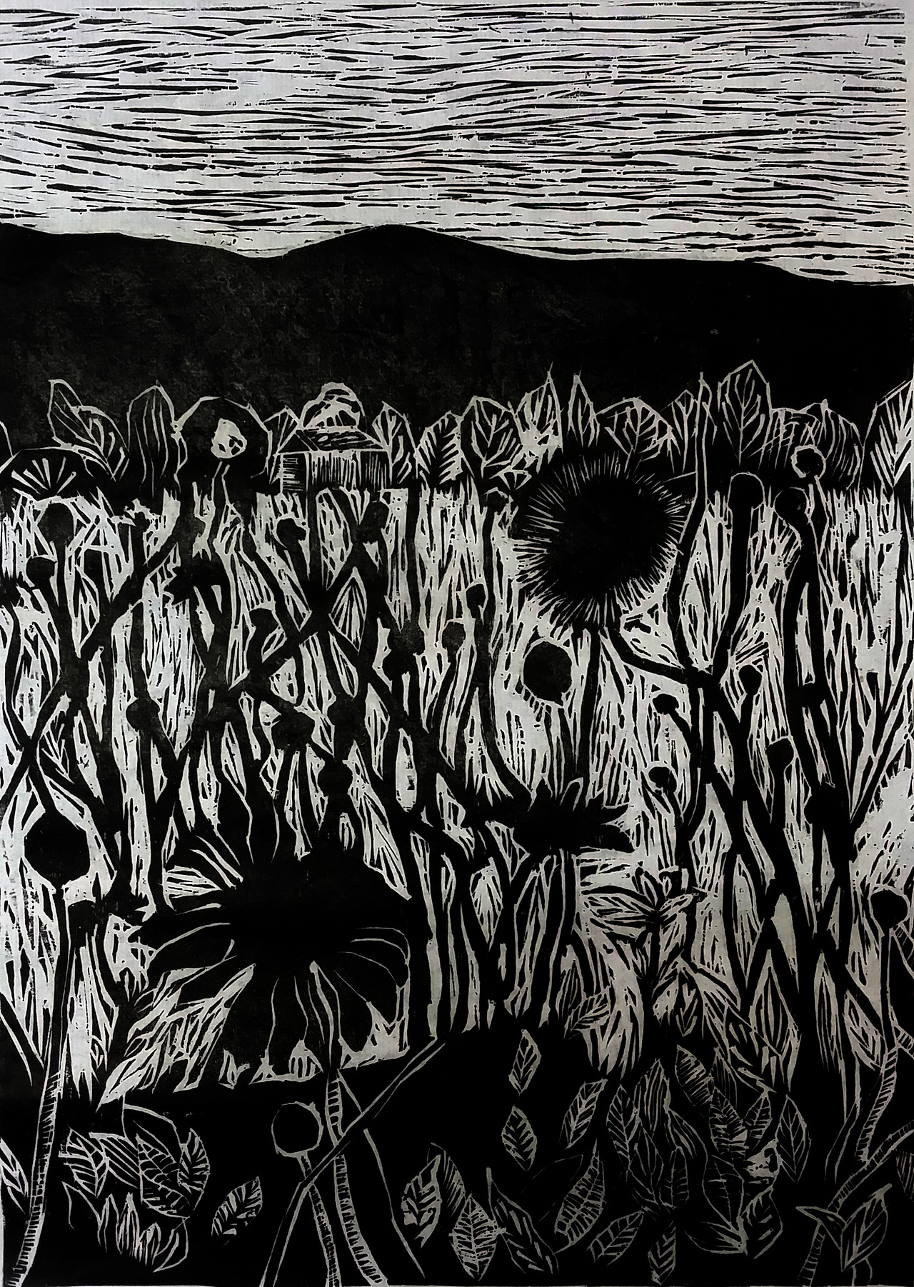 《小花》黑白木刻