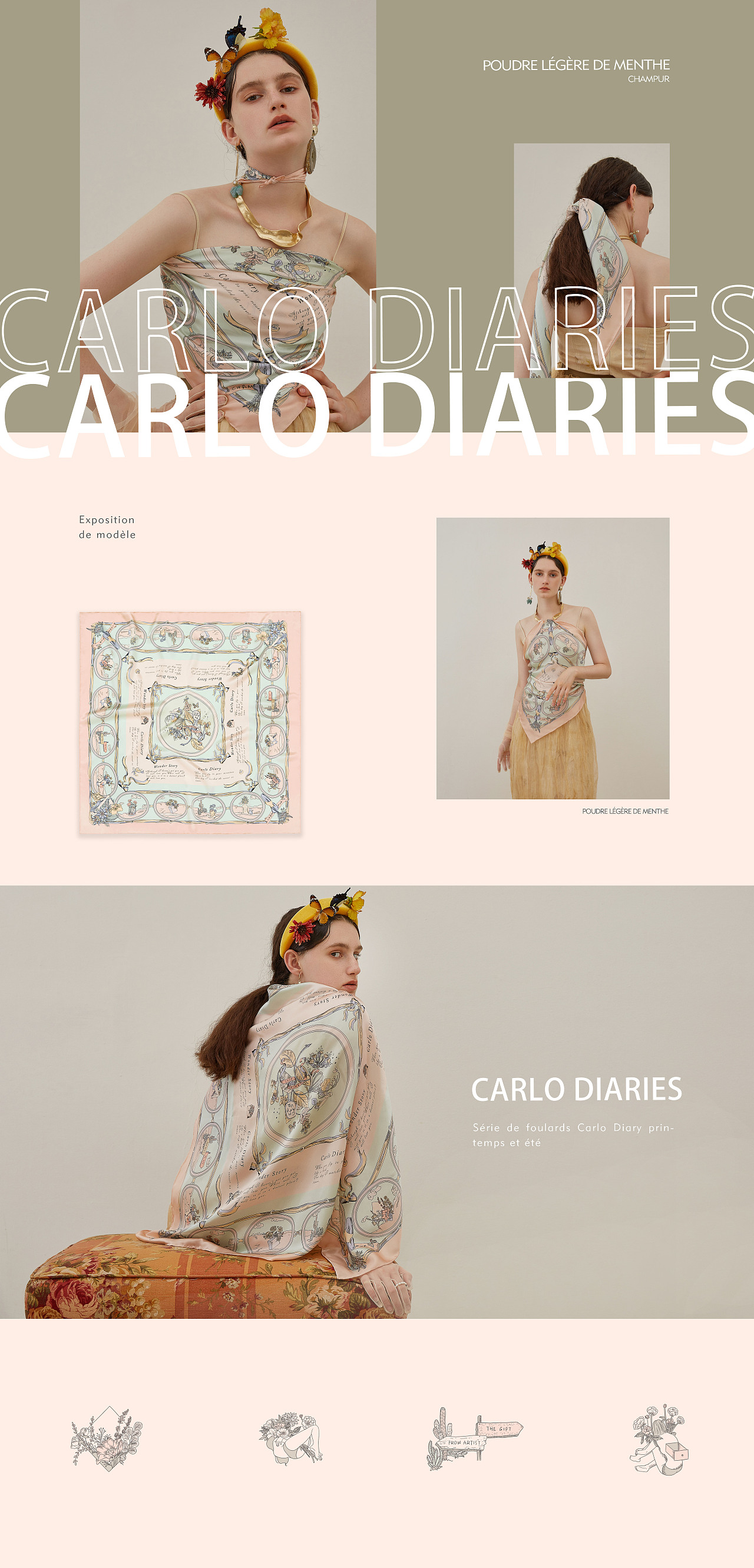 卡洛日记【 丝巾插画设计】-弗里达·卡罗