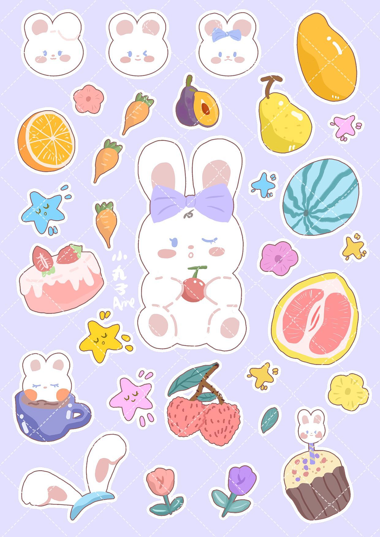 水果猫猫兔兔一对