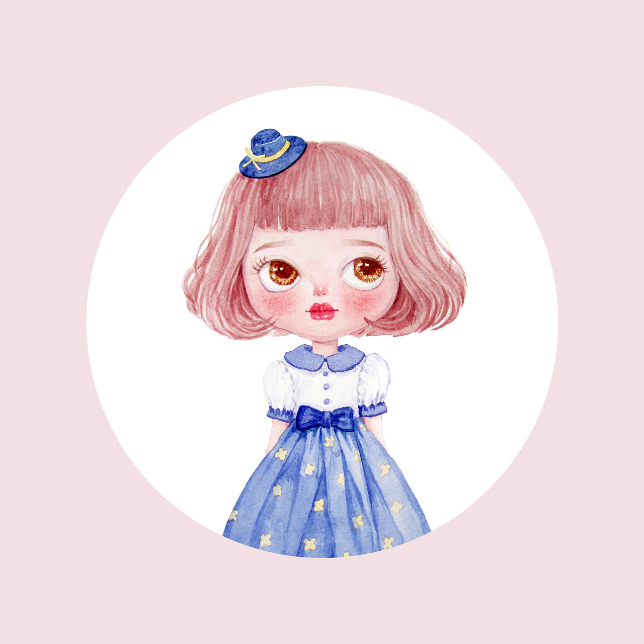 水彩画~大眼睛娃娃