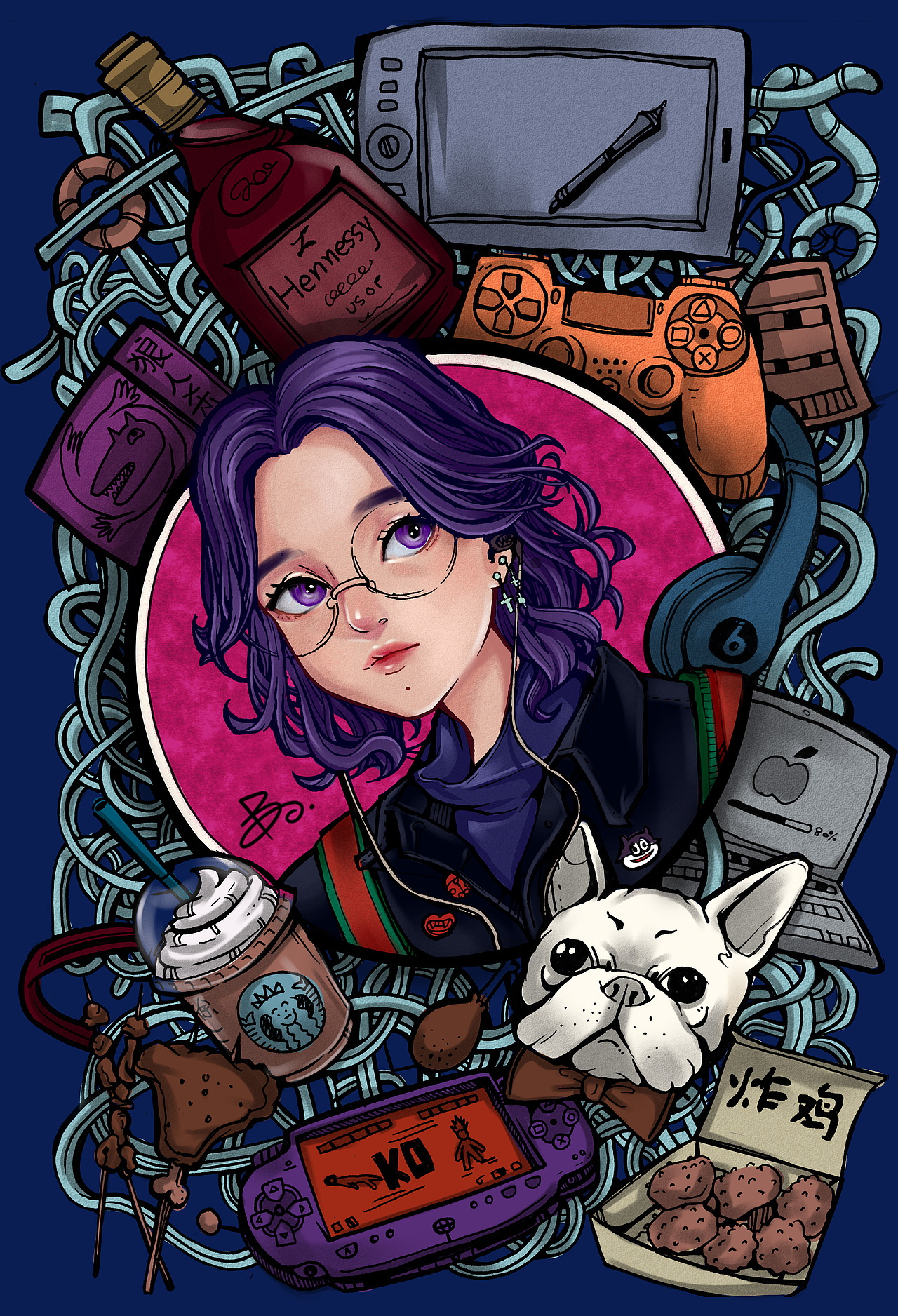 装饰画人物涂鸦插画