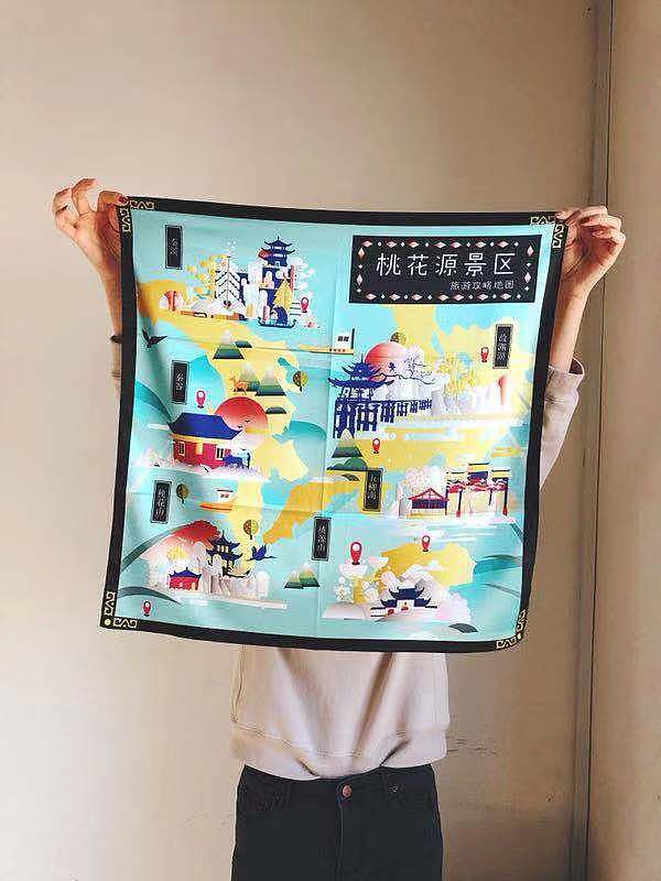 手绘地图丝巾和小吃耳环