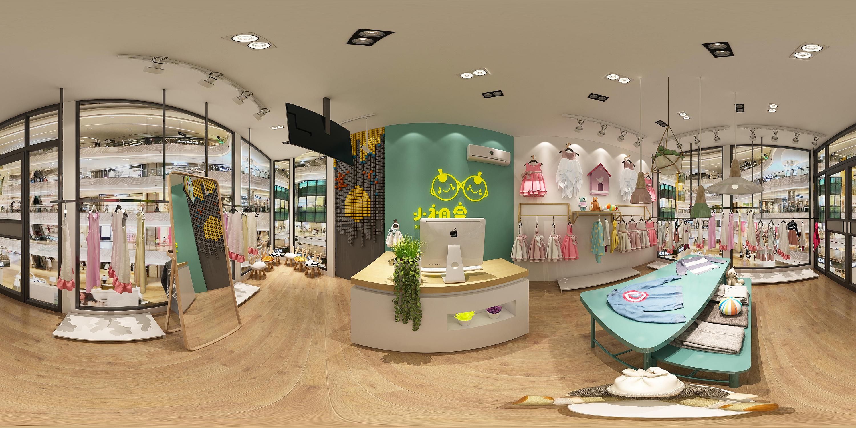现代童装店展厅 - 效果图交流区-建E室内设计网