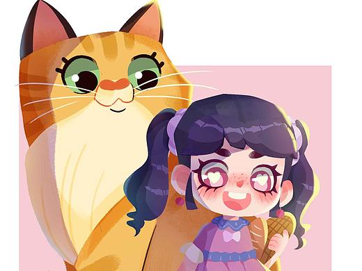 小人与猫猫（个人主页-ZNTAzOTI0Mjg=） - 儿童插画 - 站酷设计师小颜太咸原创素材 - 站酷ZCOOL