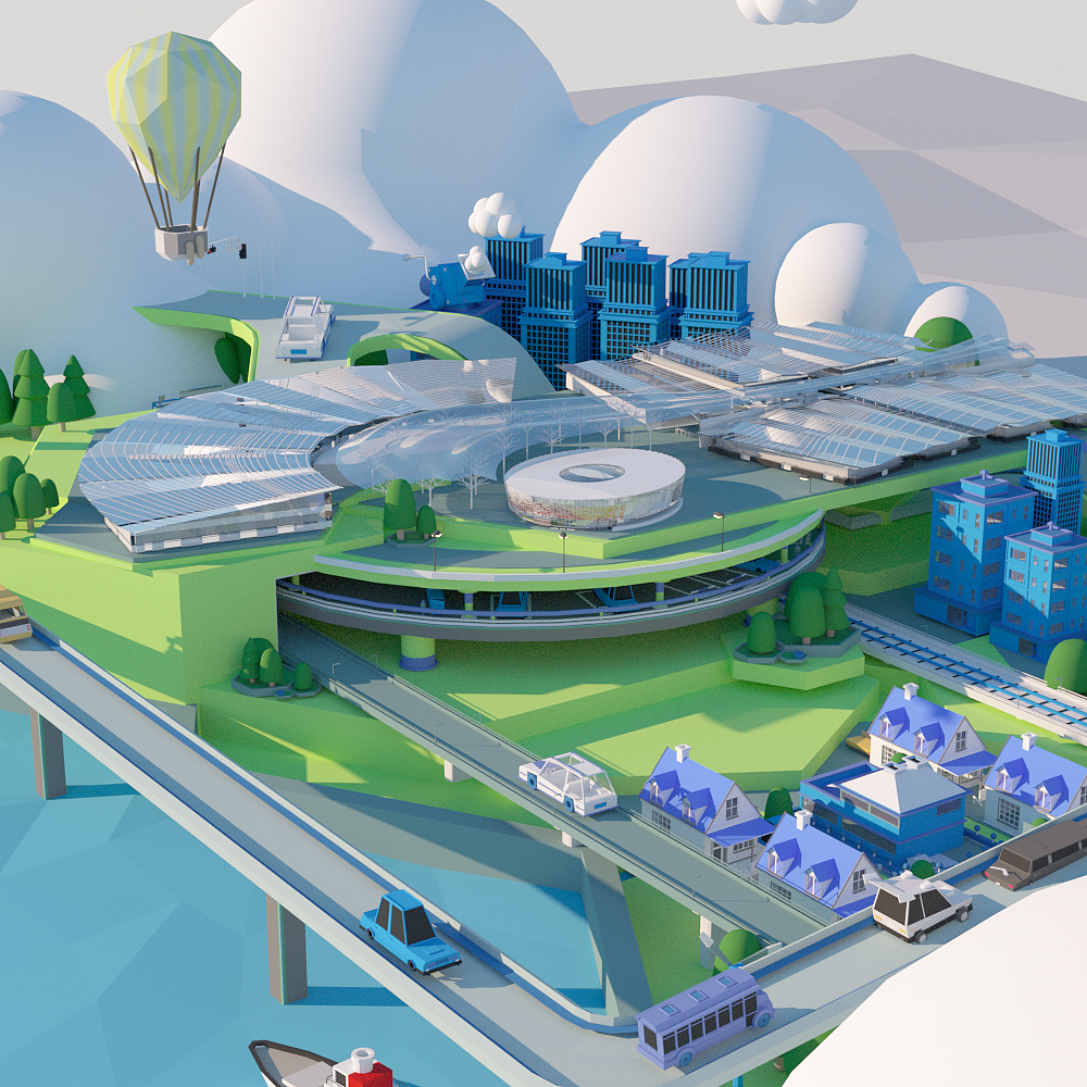 h5城市建筑展示lowpoly风格