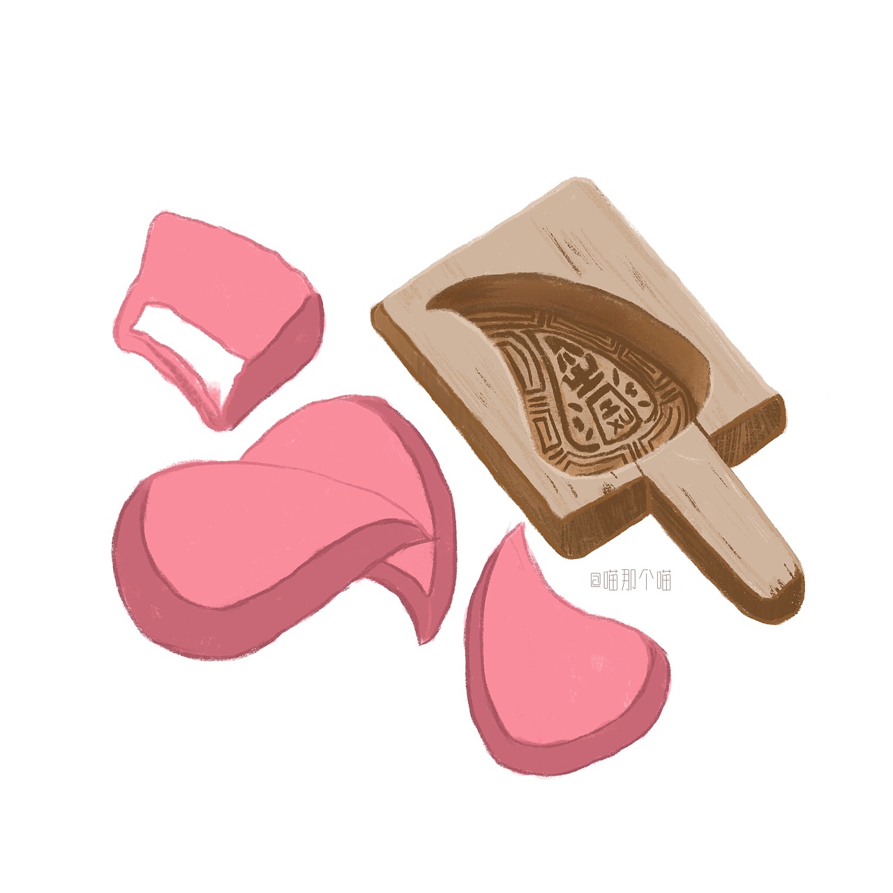 潮汕美食插画-红桃粿