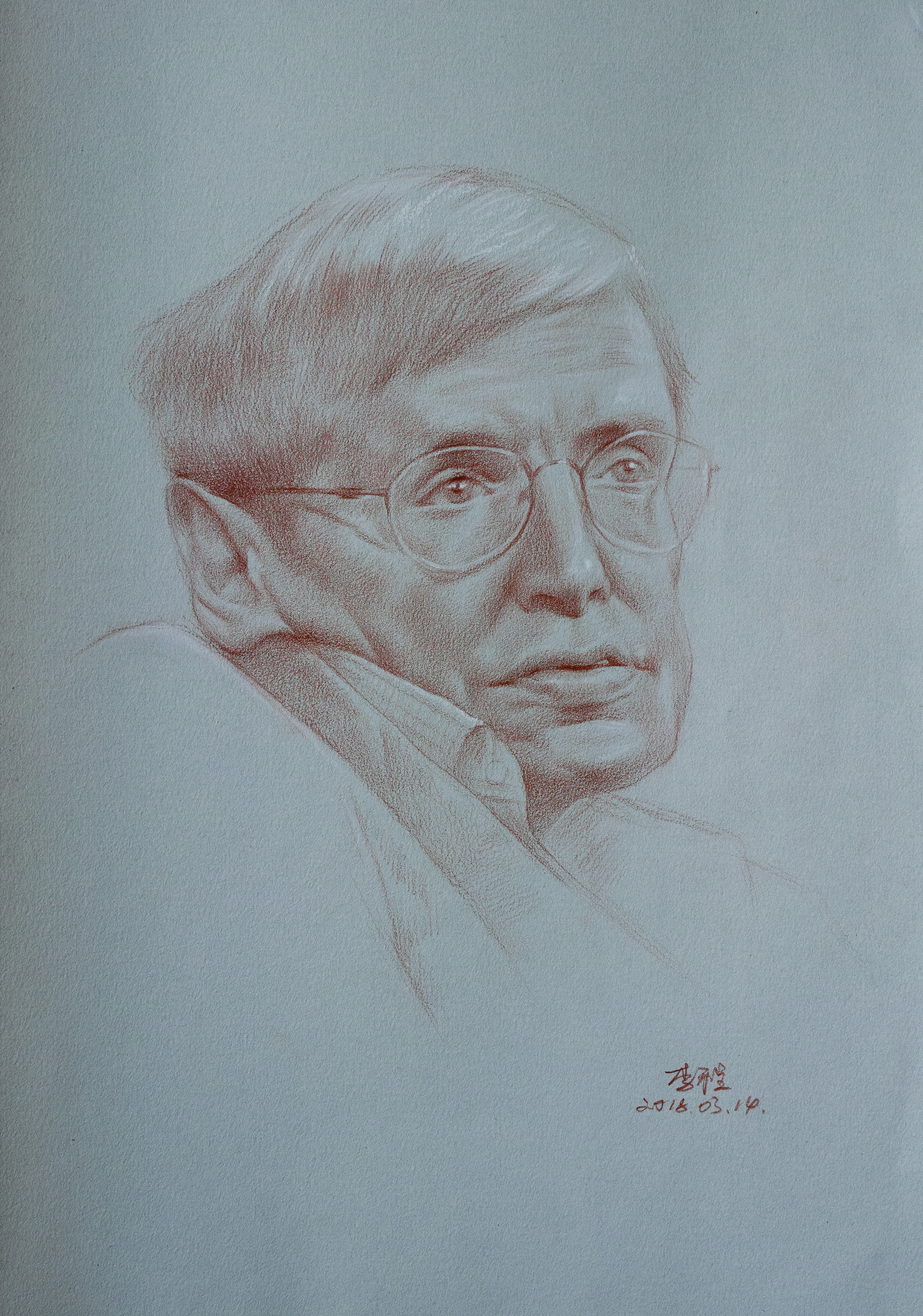 纪念霍金,为他画张像