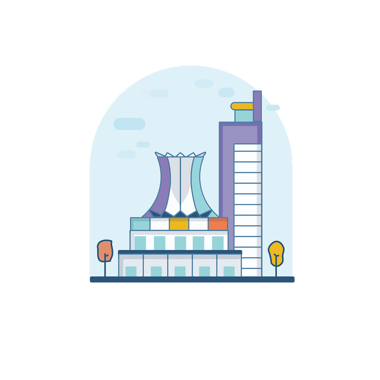 手绘地标建筑南宁插画|插画|创作习作|自由c - 原创作品 - 站酷