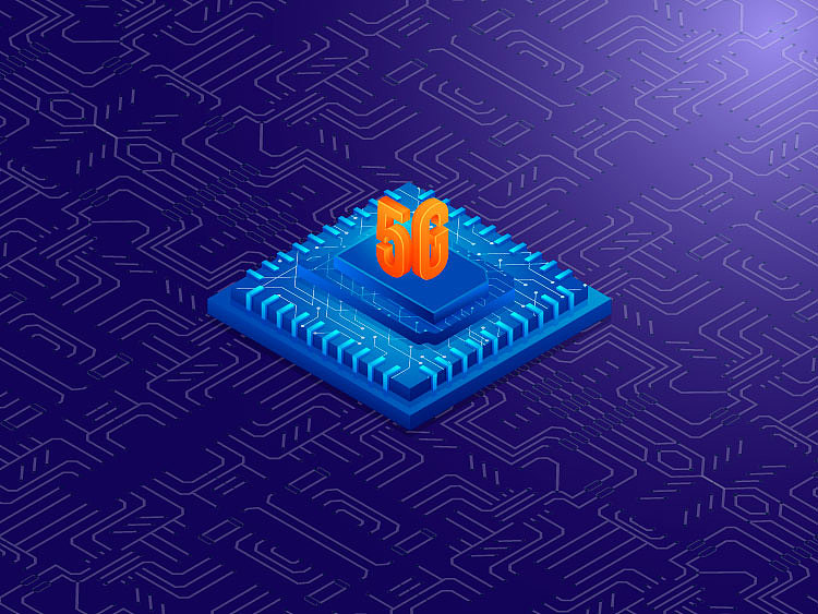 2.5D未来智能科技电子信息5G通讯IT芯片插画海报设计