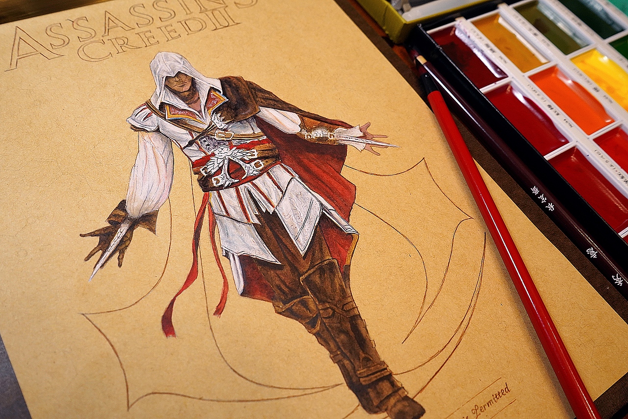 刺客信条assassins水彩