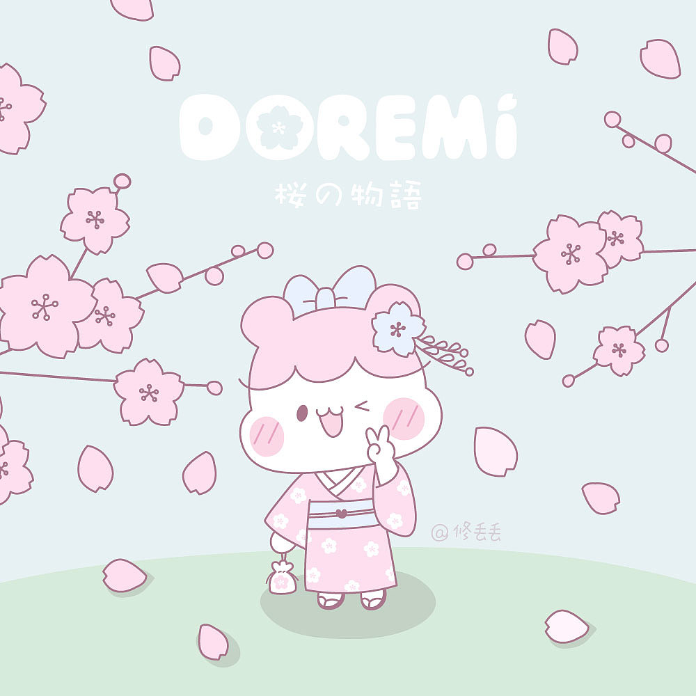 小仓鼠DOREMI樱花系列卡通壁纸（图ZMjIxNDgyODYw） - 商业插画 - 站酷设计师修丢丢原创素材 - 站酷ZCOOL