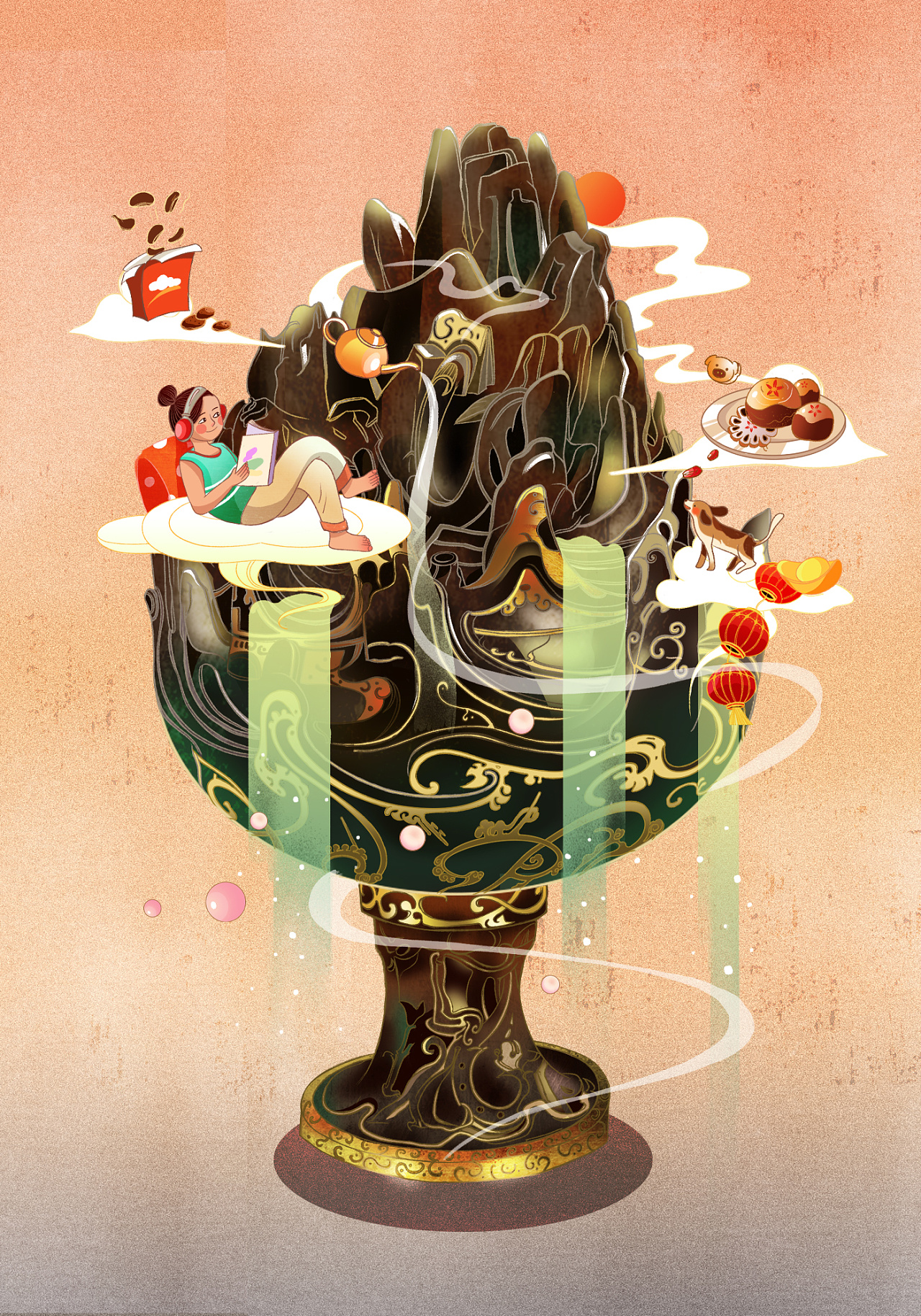 与文物加合作的商业插画