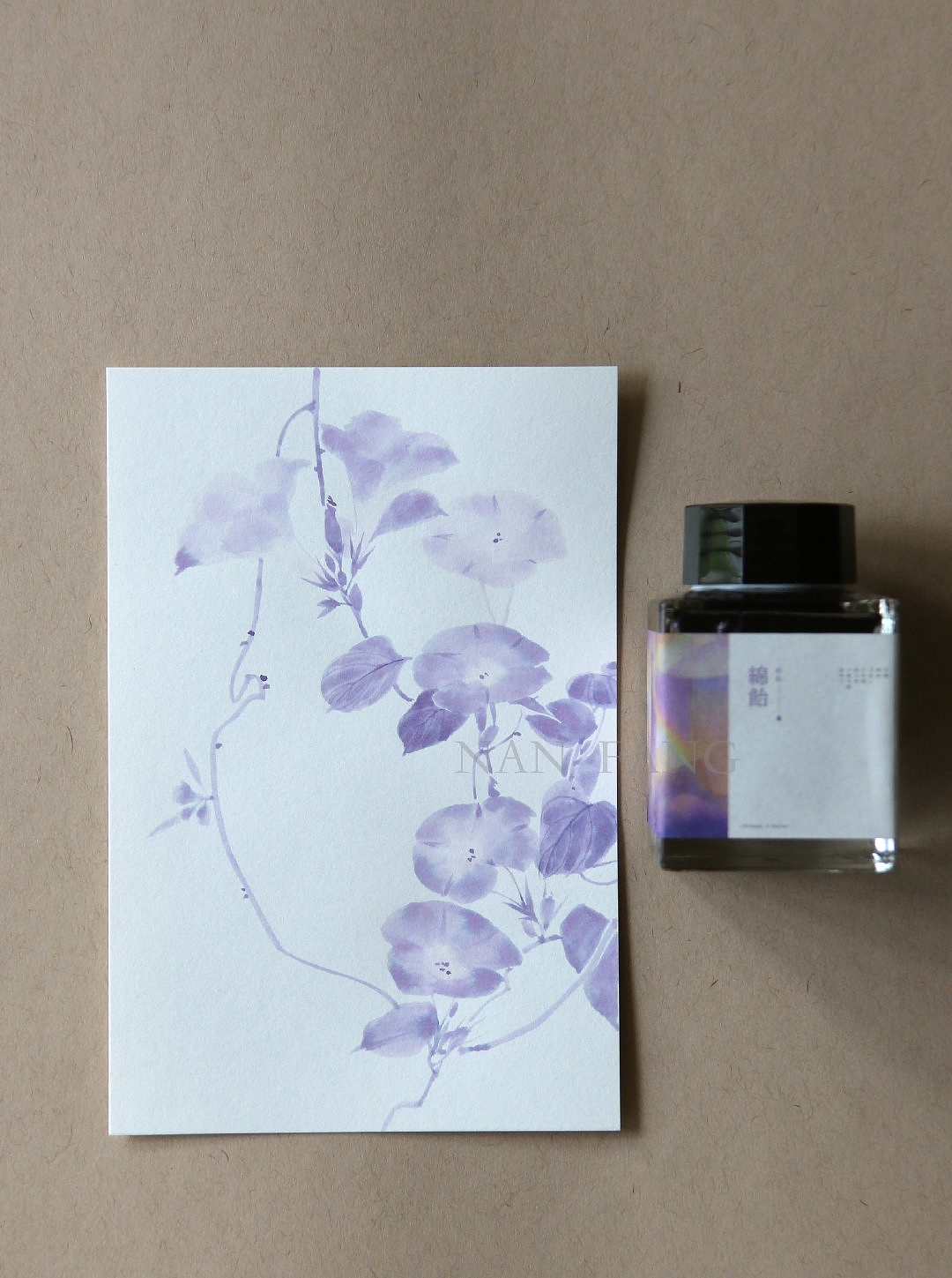钢笔墨水手绘花卉插画绘画教程头像壁纸水彩教程古风