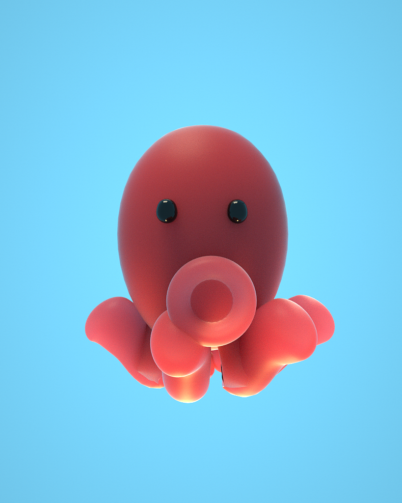 可爱3d八爪鱼骨骼绑定c4d动画