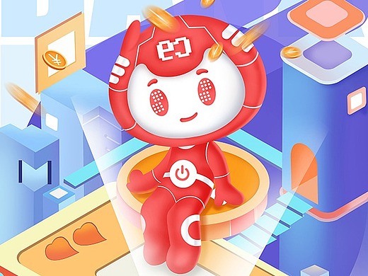 科技感银行卡通吉祥物设计