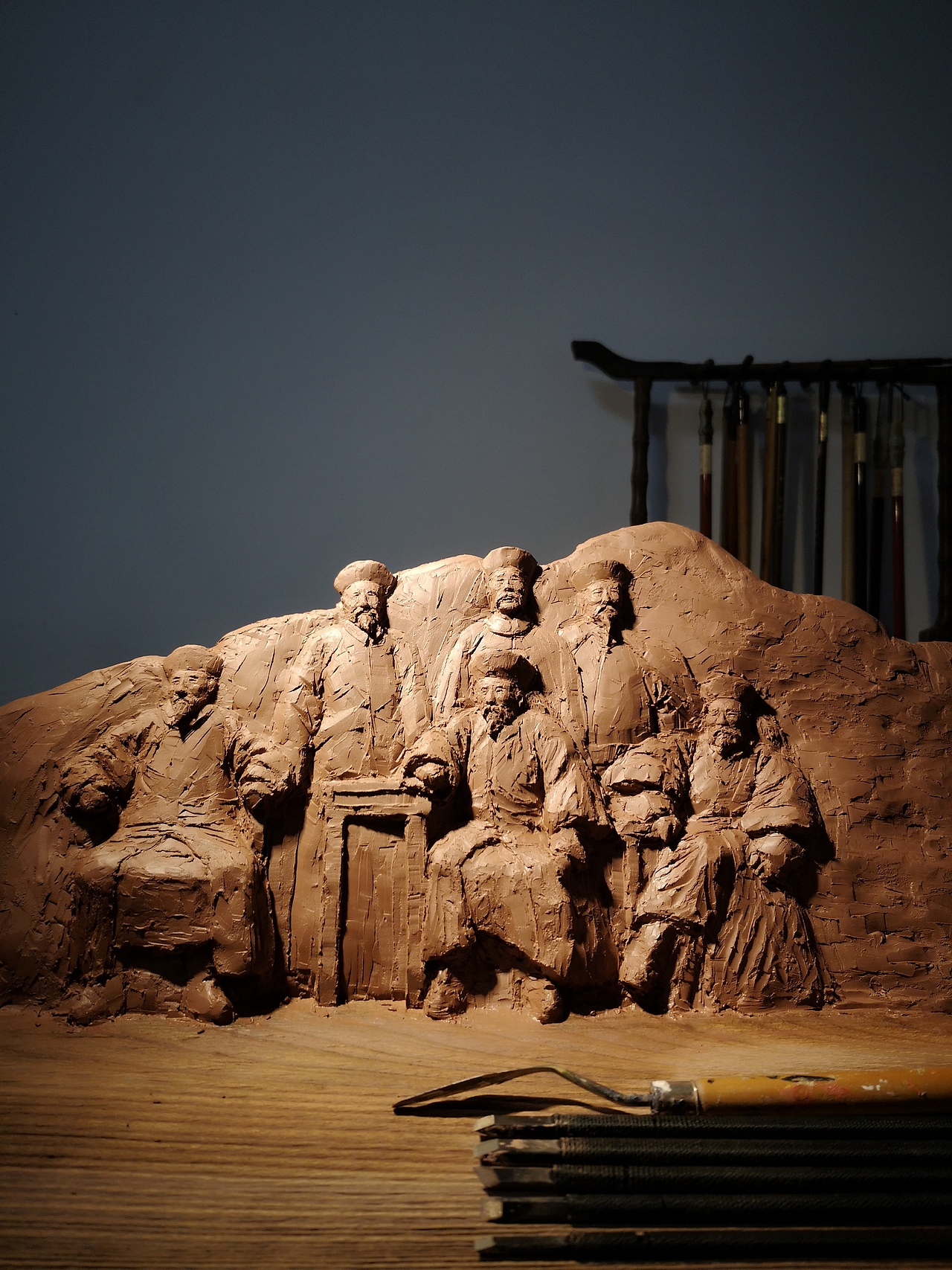 淮军将领浮雕泥稿