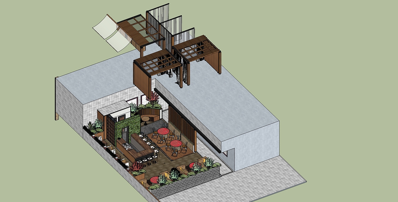 屋顶小花园餐吧设计（图ZNzQyNTE4MTY=） - 家装设计 - 站酷设计师研宅设计原创素材 - 站酷ZCOOL