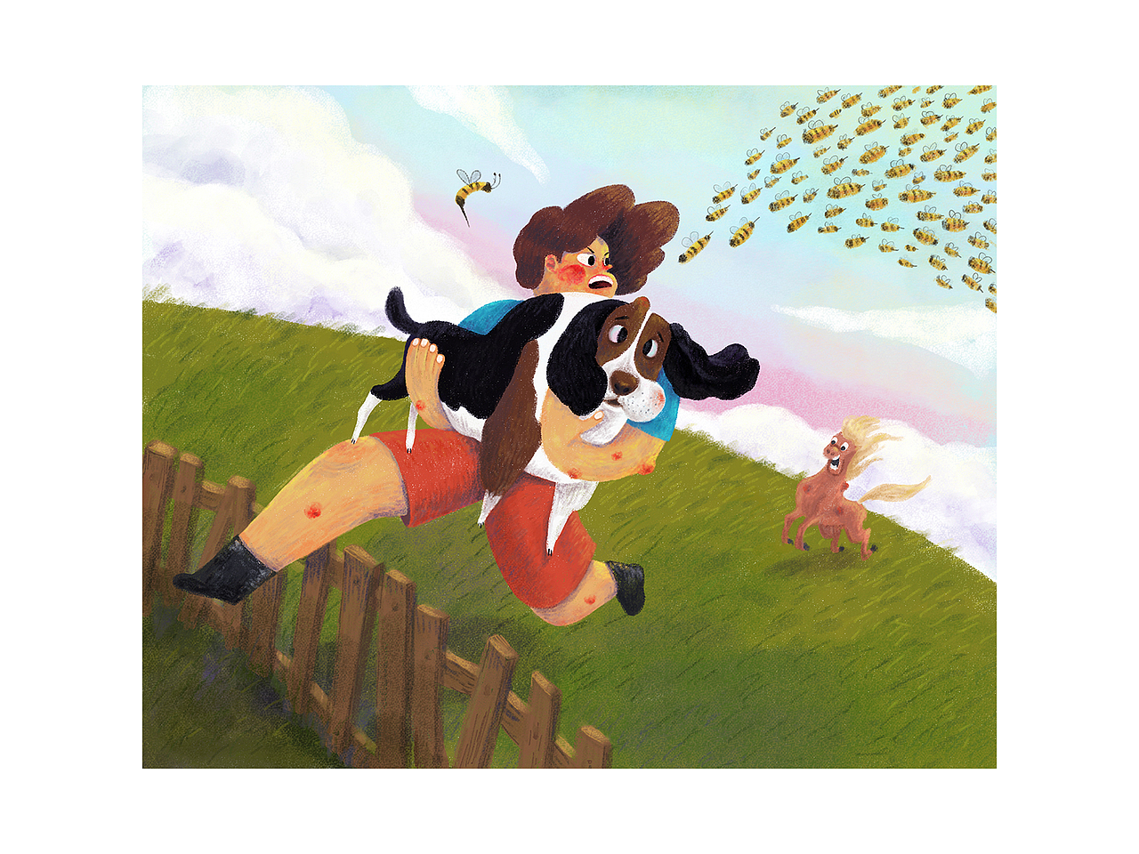 被蜜蜂追赶的男孩