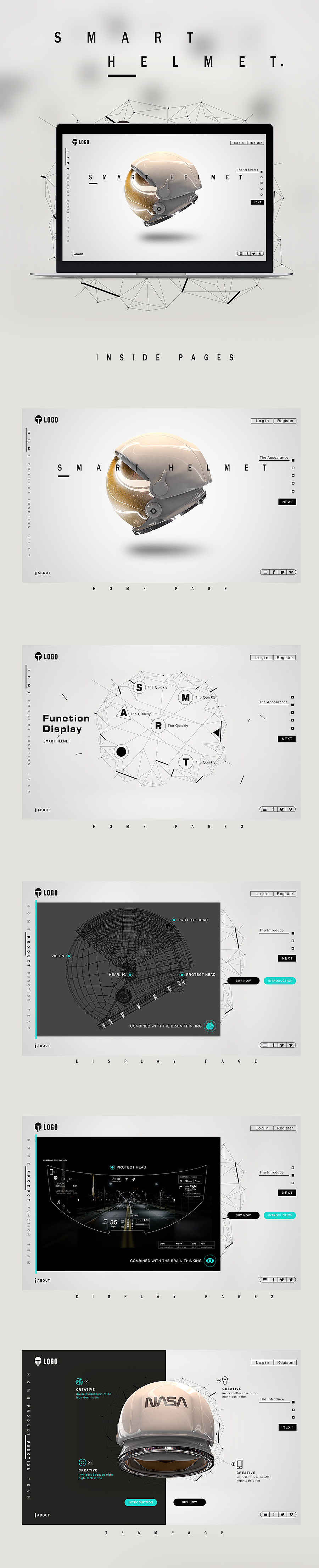 网页设计/界面设计/概念智能头盔设计