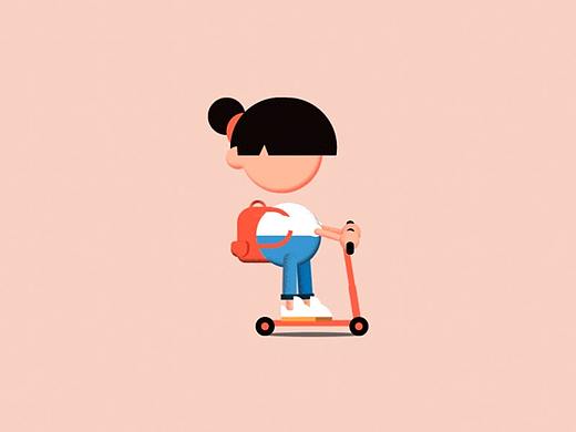 【AE骨骼实例教程】滑滑板车的小女孩