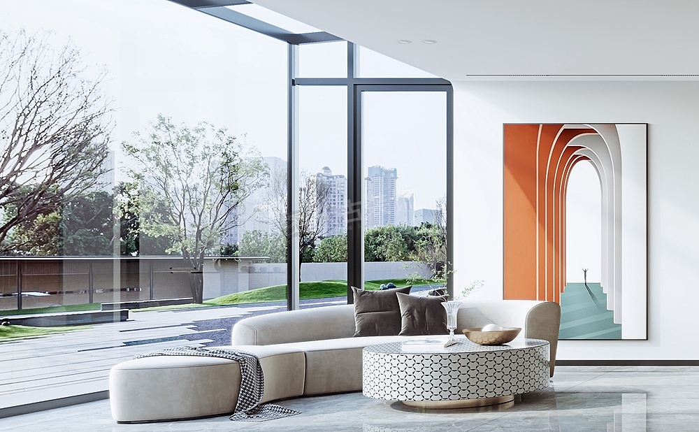 公园大道大平层装修方案,现代简约风格设计意境图