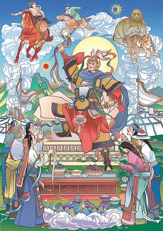 格萨尔王全传~插画~连环画~国画背景画~层板画~景箱画