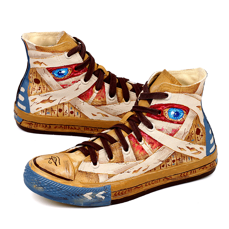古埃及木乃伊手绘高帮帆布鞋（图ZMTk4ODQyOTMy） - 其他手工艺 - 站酷设计师山野先生原创素材 - 站酷ZCOOL