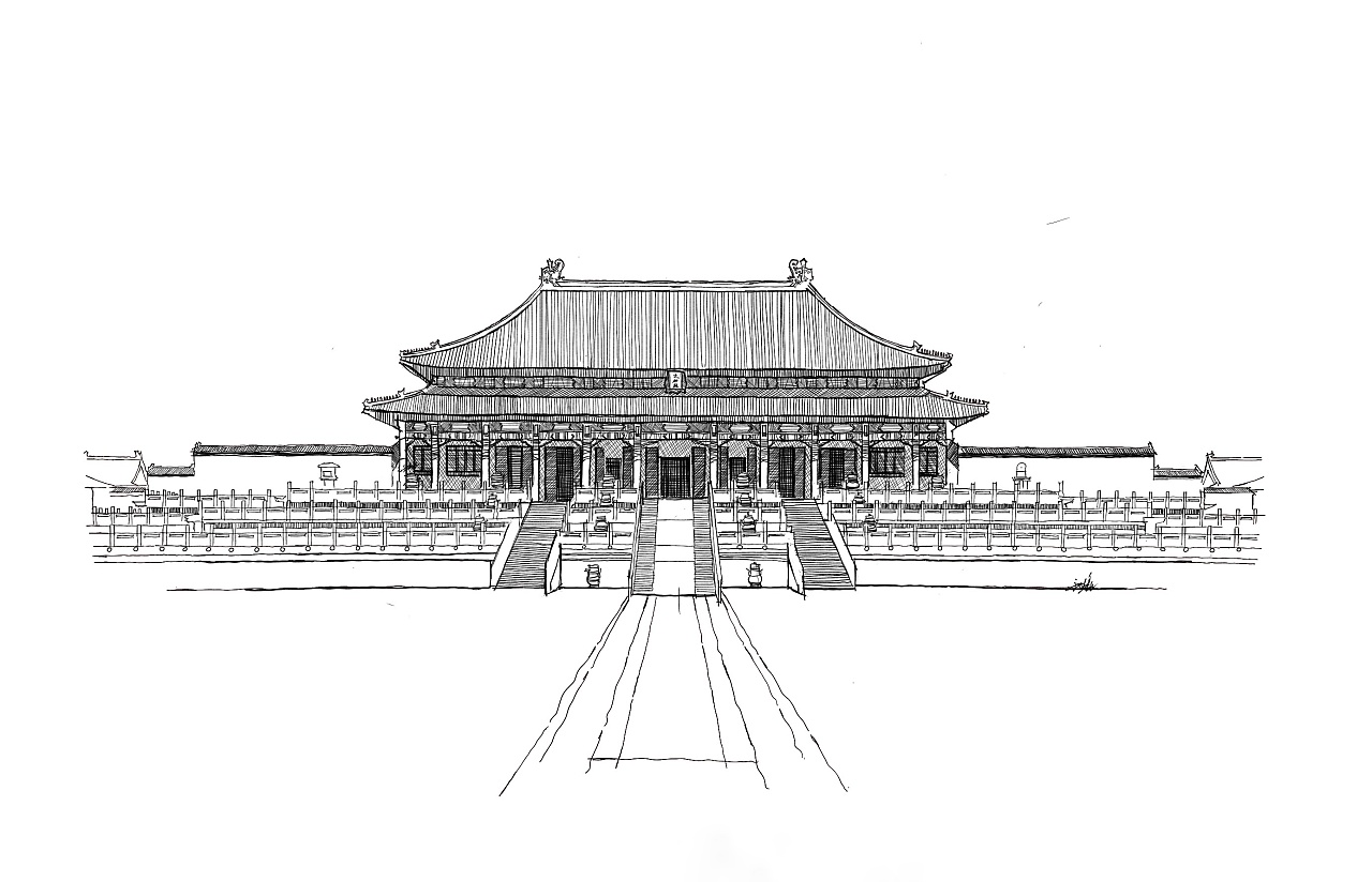 紫禁城简笔画手绘图片