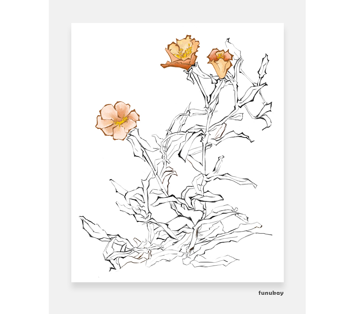 线稿,先画了局部的花