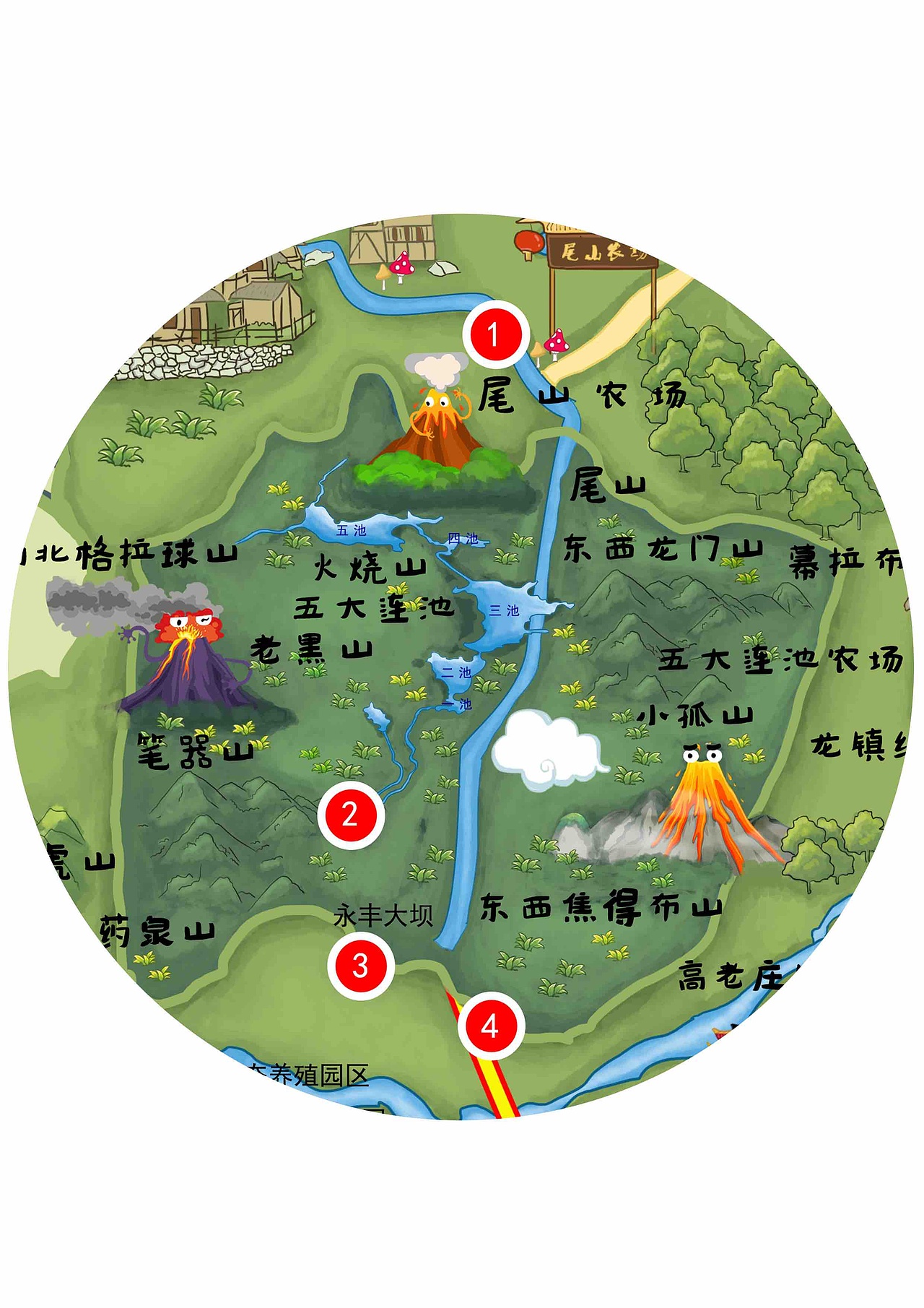 《吃喝玩乐在黑河》---"五大连池"资源分布图