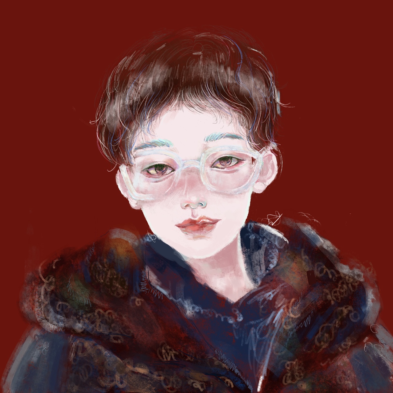 【procreate板绘】男生原创人物头像练习|插画|创作习作|闭眼小纯