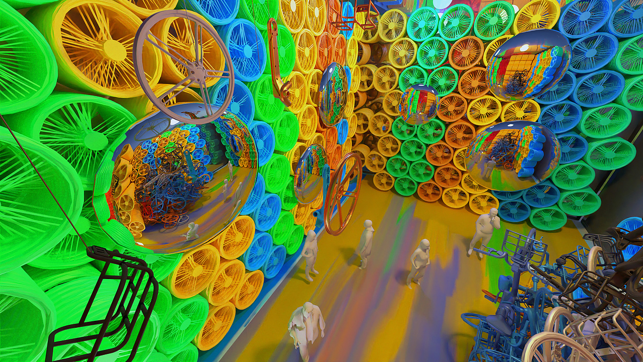 【平衡世界·共享单车】室内装置艺术