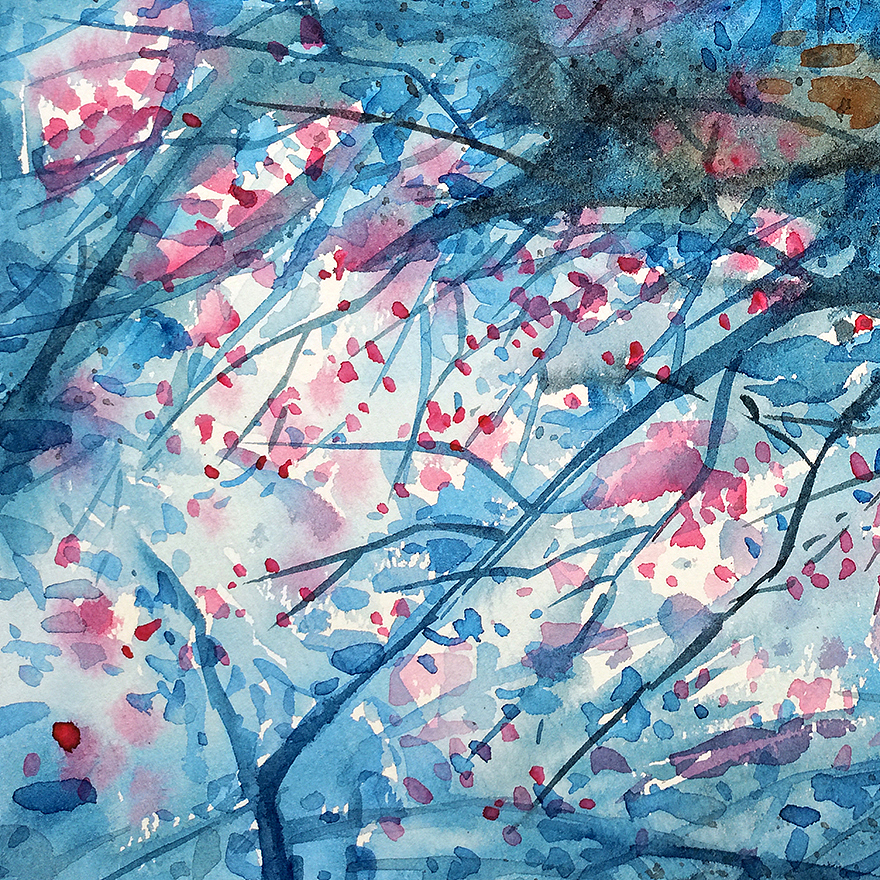 《春满枝头》原创水彩作品