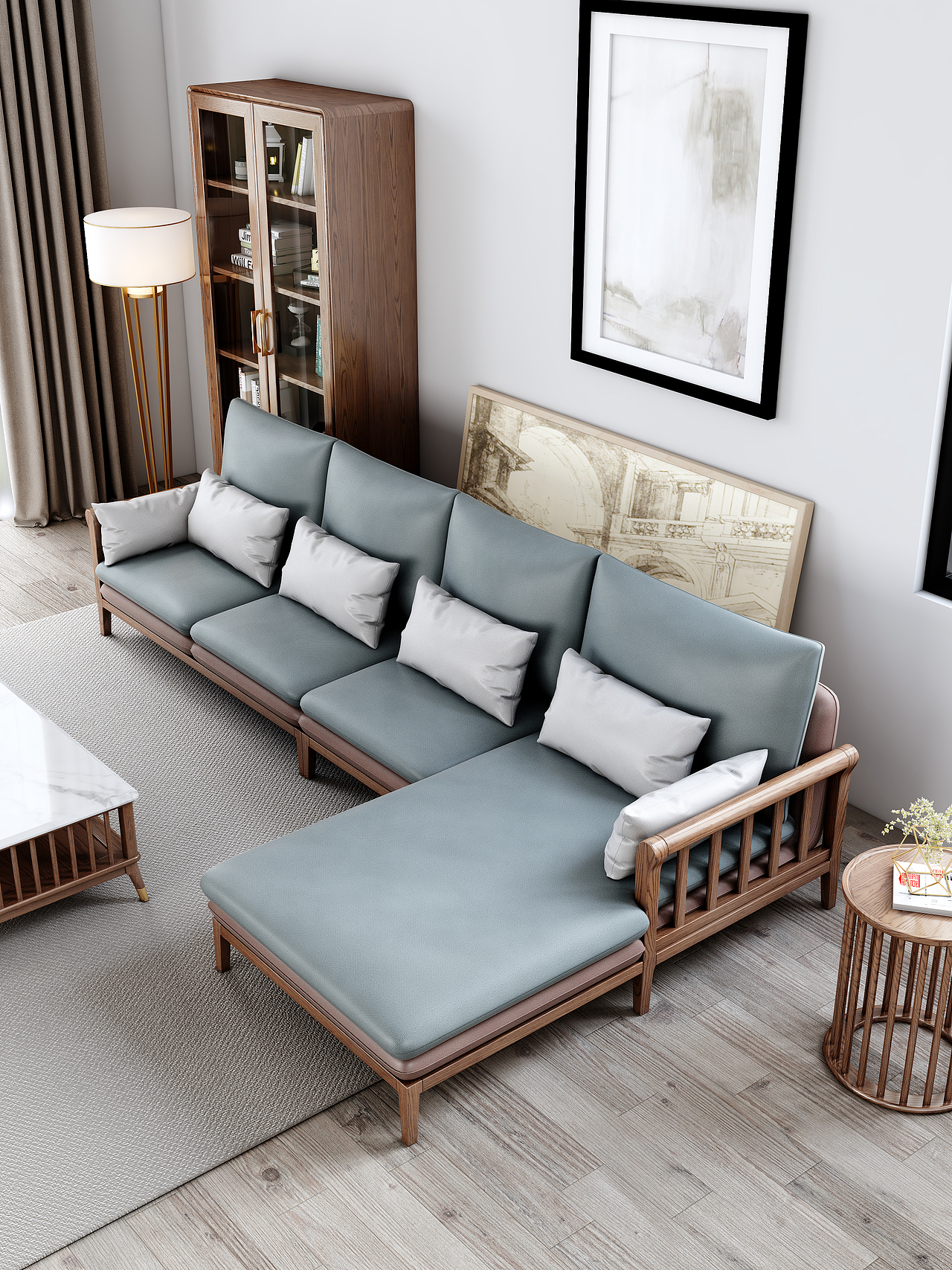 某电商家具产品渲染 - 实木沙发款（原木+梨花木）（图ZMjczNjMzMjg4） - 场景 - 站酷设计师氷奈冰丶瞬原创素材 - 站酷ZCOOL