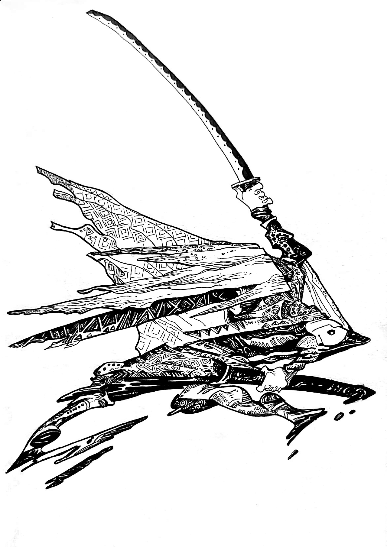 武士与剑斗题材插画