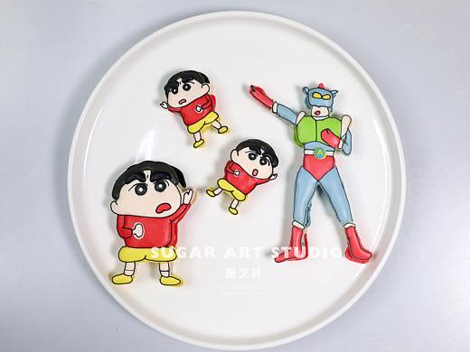 糖艺社马卡龙蛋糕作品--蜡笔小新系列