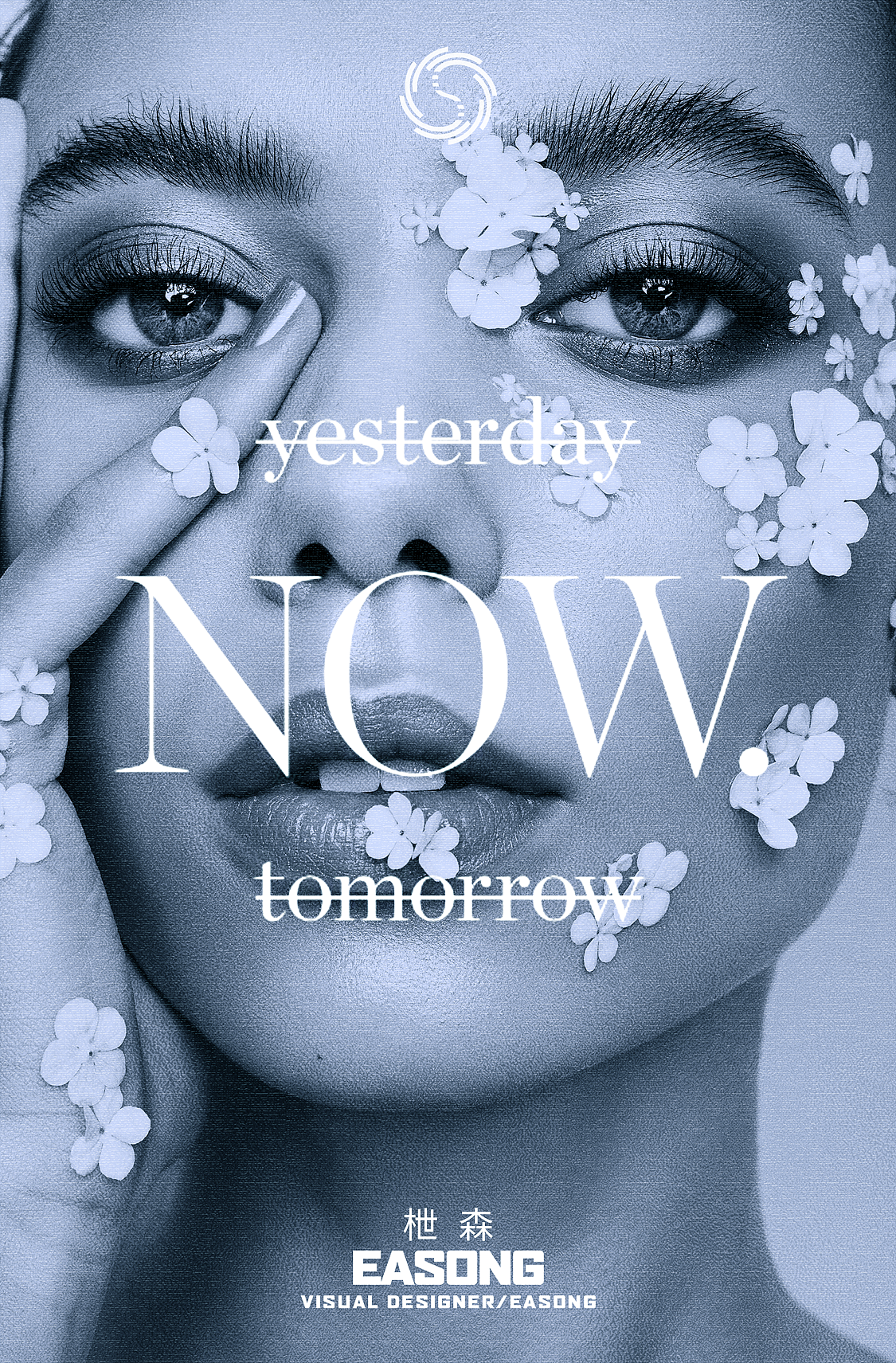 冷色人像海报排版