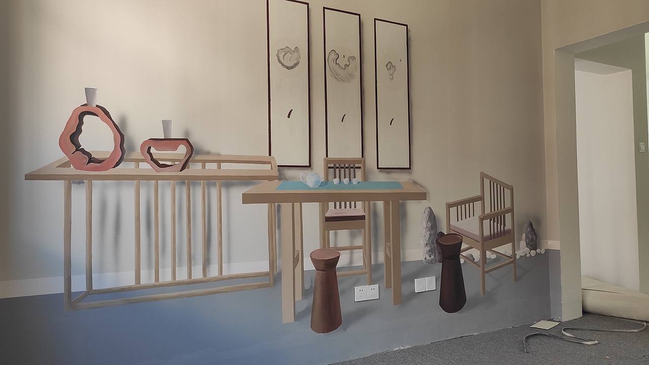 昆明太平新城万辉地产样板房3D彩绘—客厅+茶室